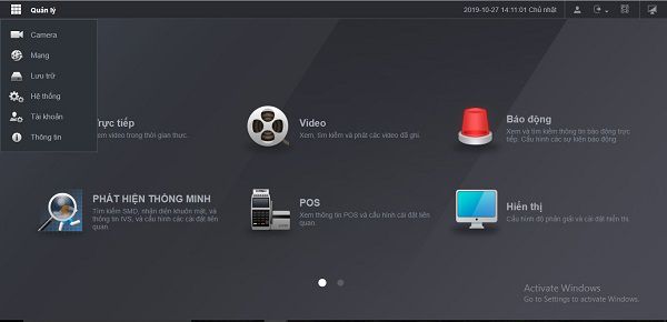 giao diện phẳng IU 4,0 trên đầu thu NVR DAHUA