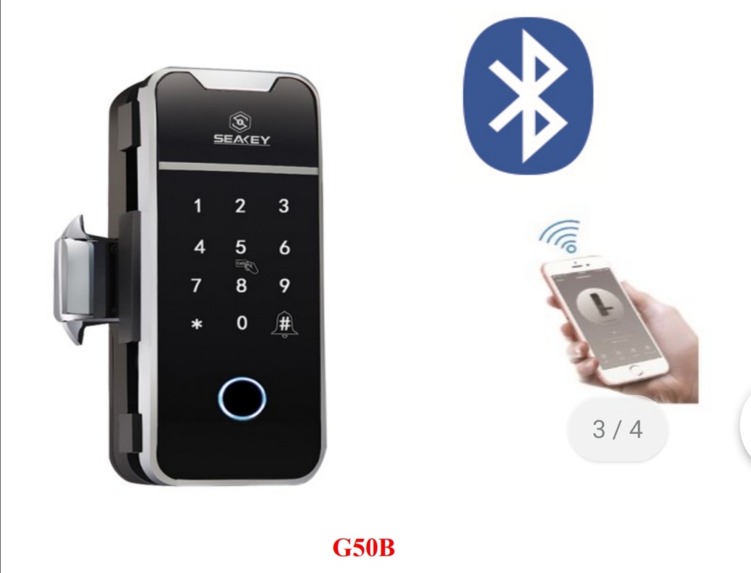 KHÓA CỬA VÂN TAY BLUETOOTH SEAKEY - G50B CHO CỬA KÍNH