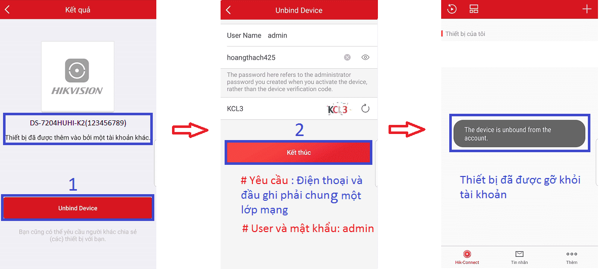 xóa thiết bị khỏi tài khoản hikconnect bất kì