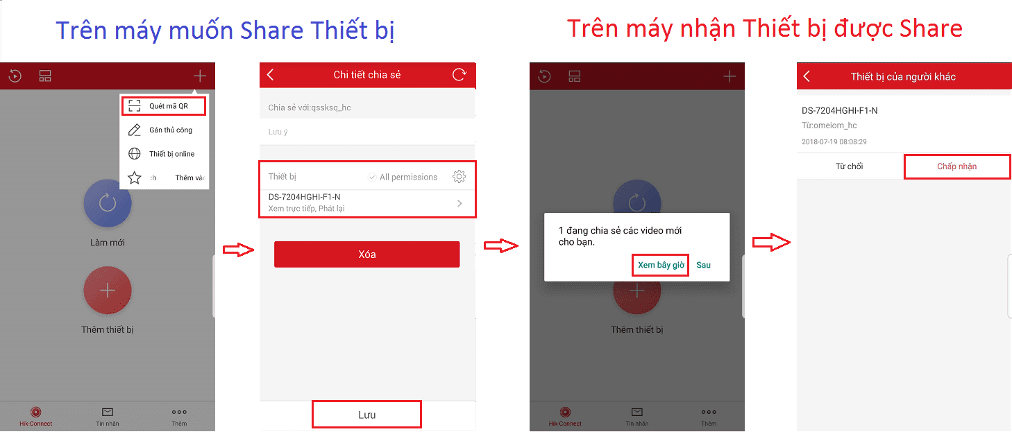 chia sẻ thiết bị với chế độ khách truy cập
