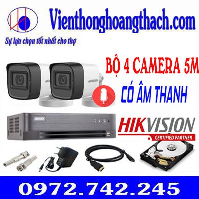 TRỌN BỘ 4 CAMERA HIKVISION 5.0MP Tích Hợp Âm Thanh