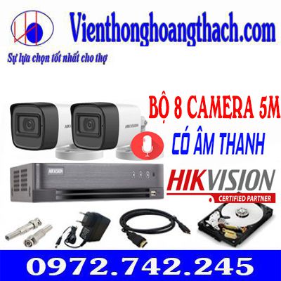 TRỌN BỘ 16 CAMERA HIKVISION 5.0 Megapixel Tích Hợp Âm Thanh bao gồm:
