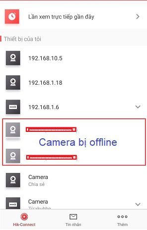 camera trên hik-connect của hikvision bị offline