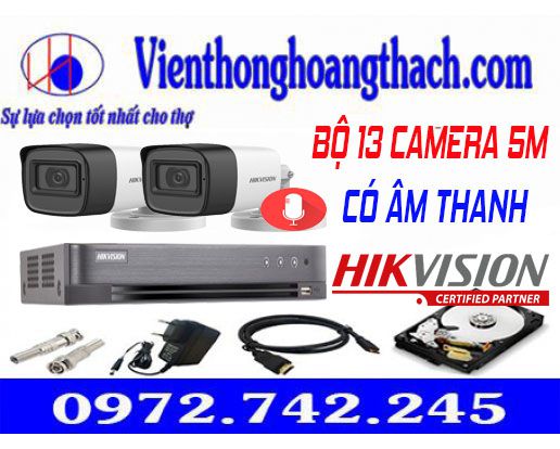 TRỌN BỘ 13 CAMERA HIKVISION 5.0 Megapixel Tích Hợp Âm Thanh