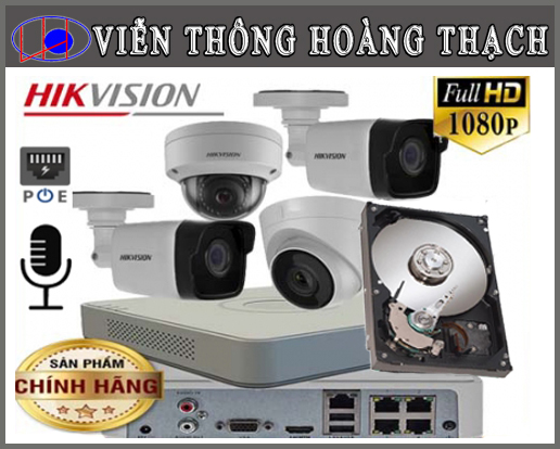 Bộ 4 camera IP POE thu âm Hikvision 2mp