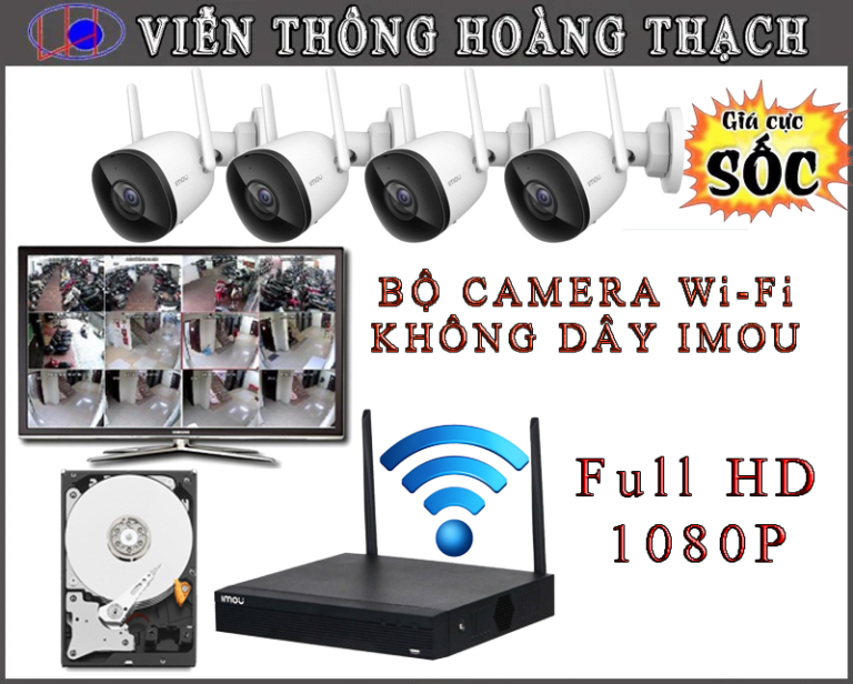 Join 4 Camera Combo Bộ 4 camera không dây Ngoài Trời IMOU 2mp - Viễn thông Hoàng Thạch