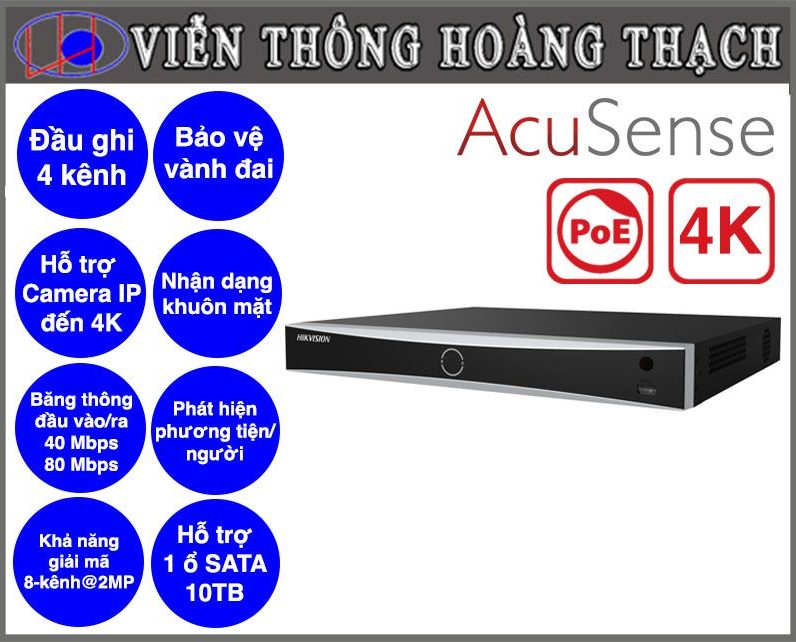 DS-7604NXI-K1/4P Đầu IP POE Hikvision 4 Kênh