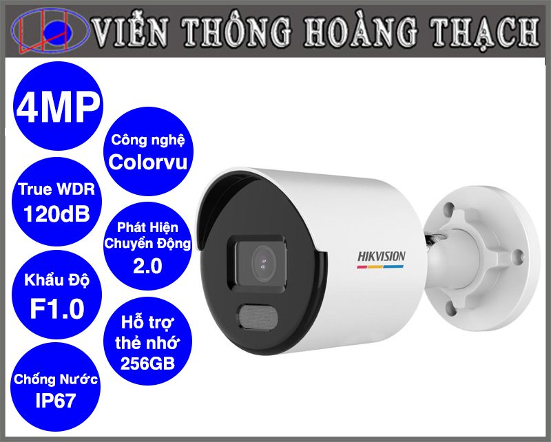 DS-2CD1047G2-L Camera IP Trụ 4MP có màu 24/7