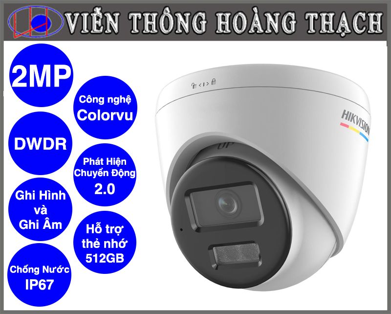 DS-2CD1327G2-LUF Camera IP tháp pháo 2MP có màu 24/7