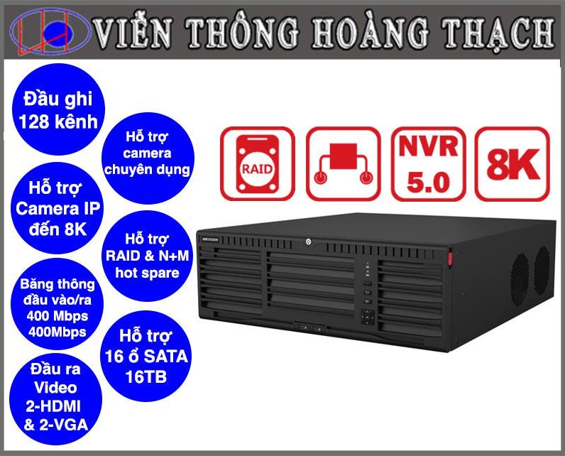 Đầu Ghi DS-96128NI-M16/R 128 Kênh HIKVISION Dòng M-Series