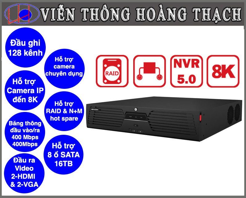 Đầu Ghi DS-96128NI-M8 128 Kênh HIKVISION Dòng M-Series